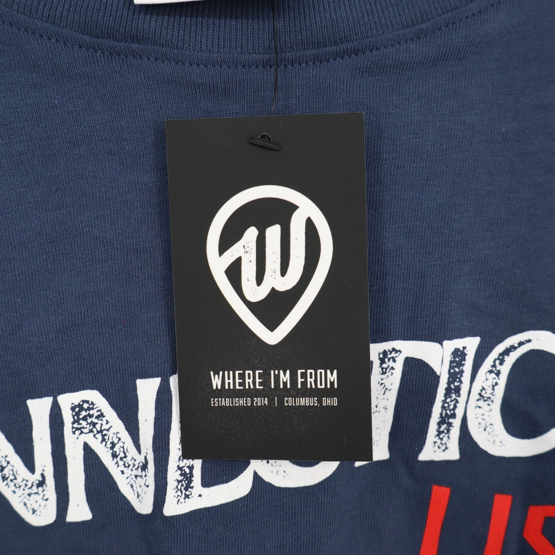 Where I'm From Connecticut USA Graphic T-Shirt Navy Blue Boxy Fit Medium NEW