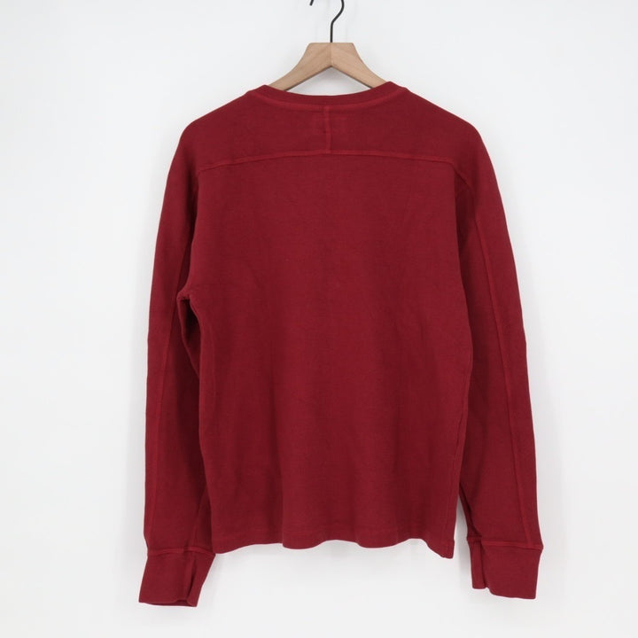 American Giant French Rib T-Shirt Mens S Maroon Henley Neck Long Sleeve Pullover