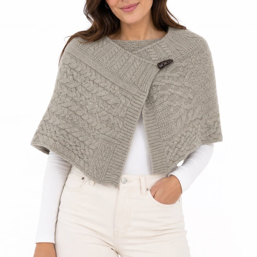 Lauren Ralph Lauren Lambswool Rabbit Hair Cable Knit Toggle Poncho One Size