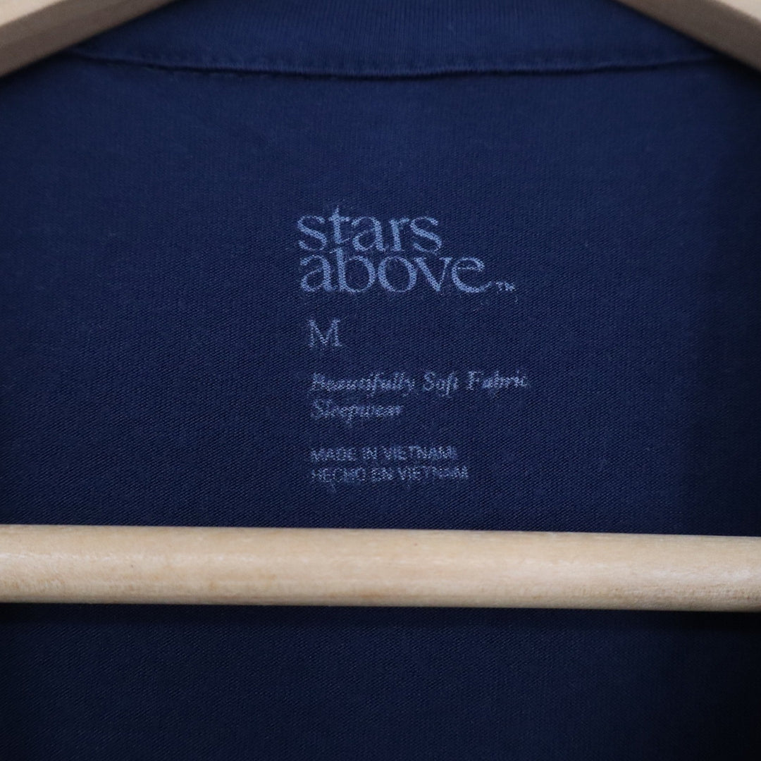 Stars Above Navy Blue Beautifully Soft Pajama Set Short Sleeve Shorts Medium