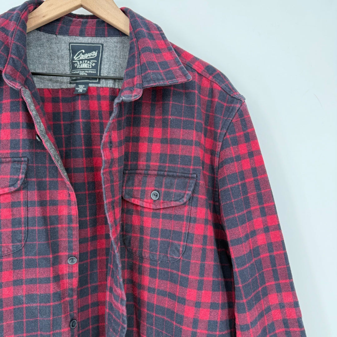 Crayers Heritage Flannels Mens Plaid Long Sleeve Button Up Shirt Size L