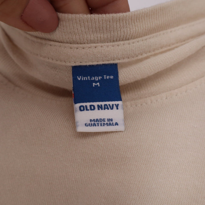 Old Navy Vintage Tee Beige Tan Short Sleeve Boxy Crew Neck T-Shirt Womens M