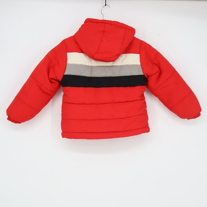 Auto Dealers CARing for Kids Red Colorblock Striped Hooded Puffer Jacket Size 4