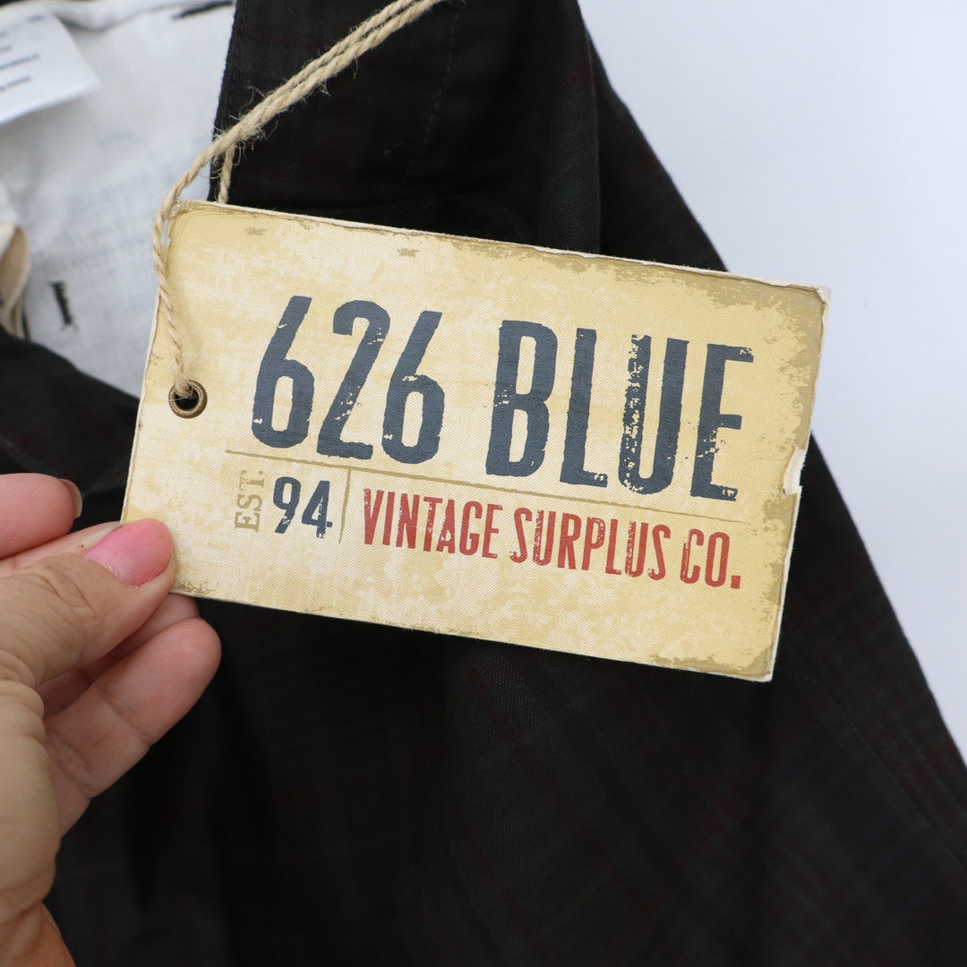 626 Blue Cargo Shorts Mens 46 Vintage Surplus Dark Plaid Cotton New