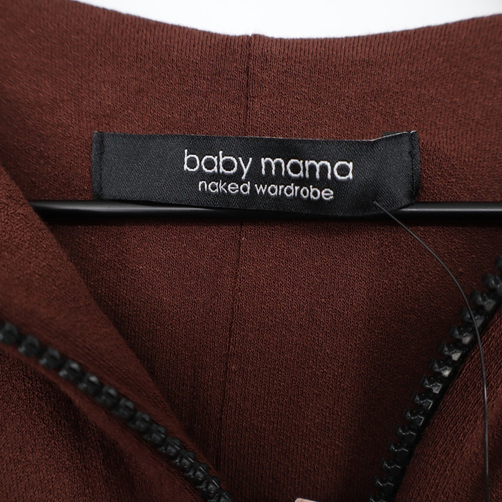 Naked Wardrobe Baby Mama Brown Sleeveless Zip Back Catsuit Jumpsuit S
