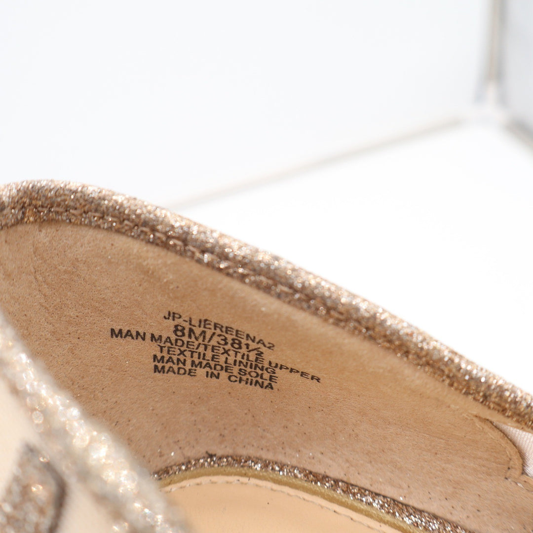 Jessica Simpson Liereena2 Champagne Glitter Mesh Pointed Toe Pumps Gold 8M