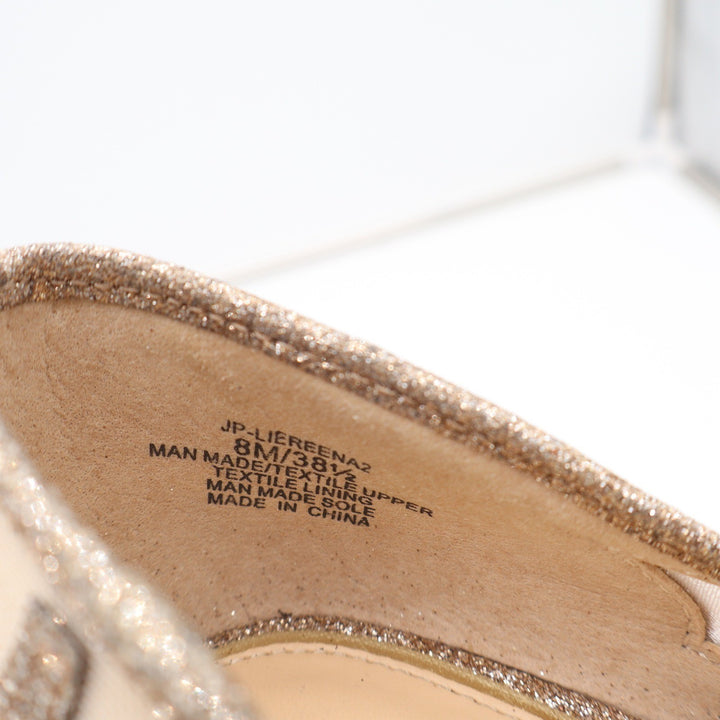 Jessica Simpson Liereena2 Champagne Glitter Mesh Pointed Toe Pumps Gold 8M