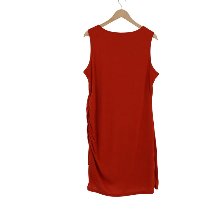 BTFBM Womens XL Burnt Orange Ruched Sleeveless Sheath Mini Dress Rust