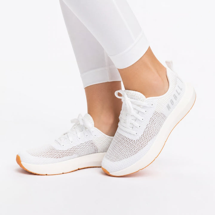 NOBULL SC Runner White Gum Mesh Athletic Training Shoes Womens 9 Mens 7.5 NEW