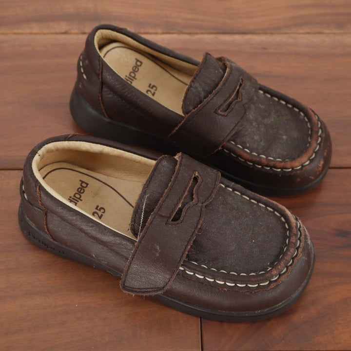 Pediped Charlie Penny Loafer Toddler US 8.5 Brown Leather Slip On Dress Shoes