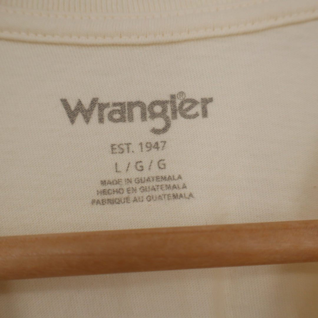 Wrangler Mens Desert Cactus Graphic Tee Cream Cotton Short Sleeve Shirt Large