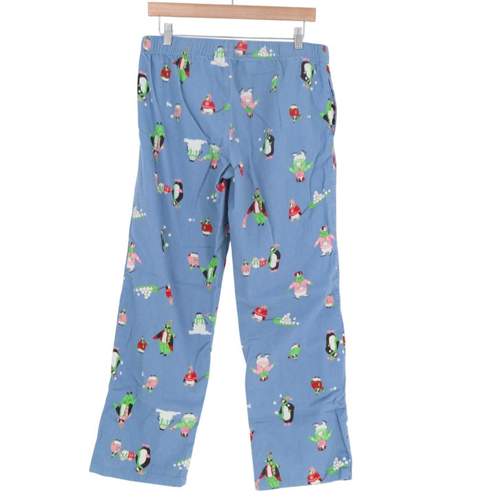 Old Navy Flannel Pajama Pants Womens Medium Blue Printed Cotton Slash Pockets