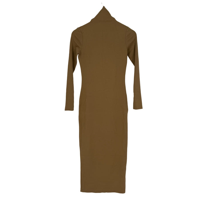 AG Adriano Goldschmied Ribbed Knit Turtleneck Midi Dress Camel Brown Size S