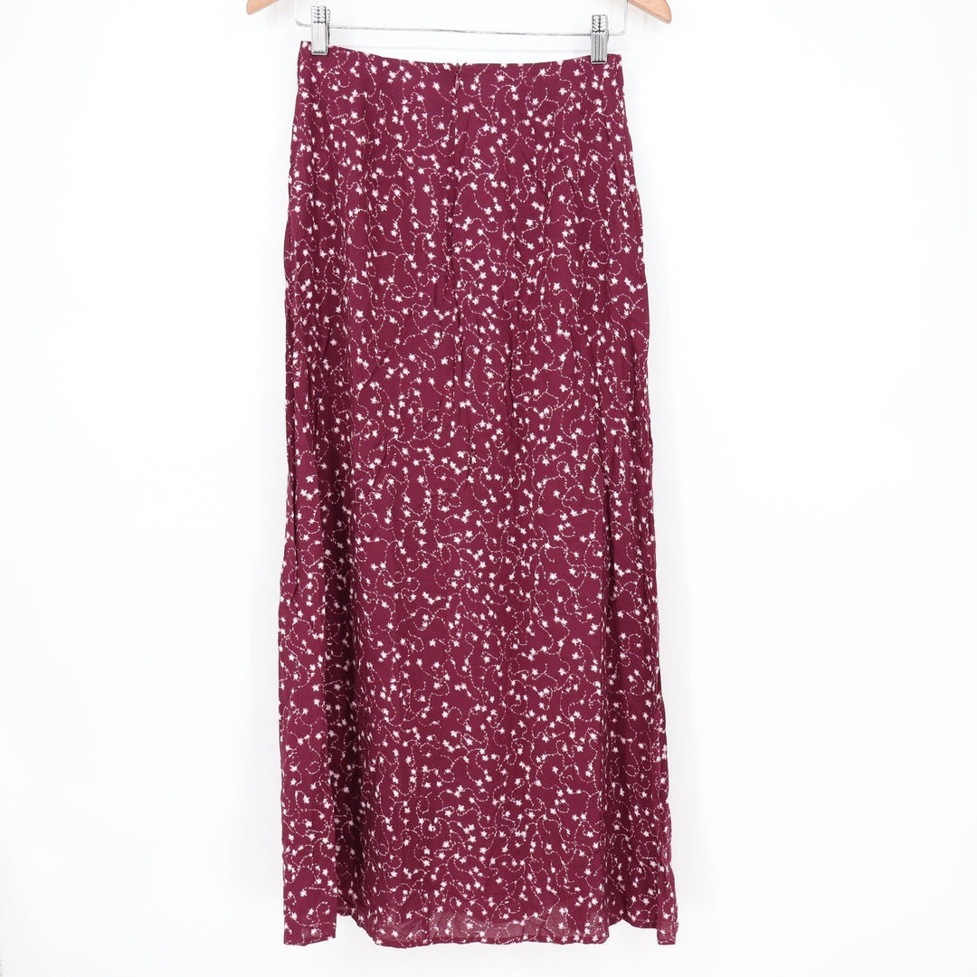 The Fifth Label Burgundy Floral Slit Maxi Skirt Size S High Waist Viscose