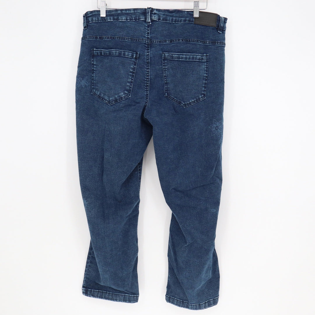 Jeaniologie Frankie & Stella Womens 18W Blue Floral Embroidered Cropped Jeans