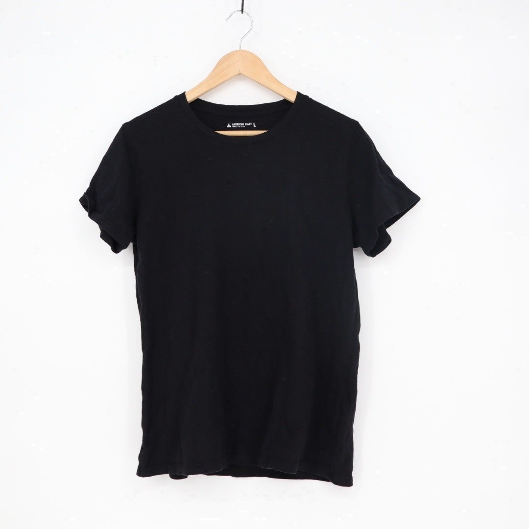 American Giant Women's Black Crew Neck T Shirt Made in USA Size L