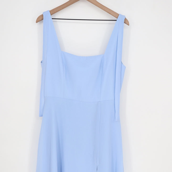 Lulus Light Blue Chiffon Square Neck Maxi Dress Sleeveless Side Slit Size L
