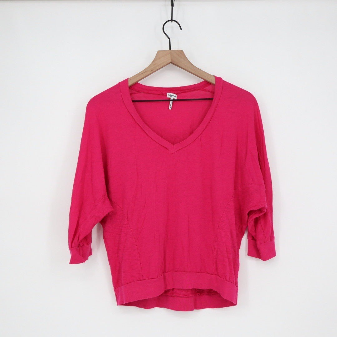 Splendid V Neck Dolman Sleeve Top Raspberry Pink Cotton Size Small