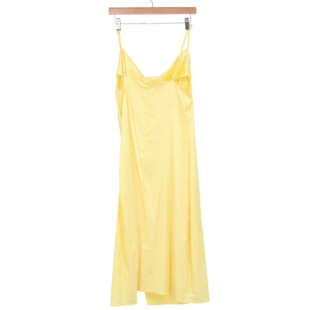 Yellow Cowl Neck Wrap Midi Dress Sleeveless Adjustable Straps Size L