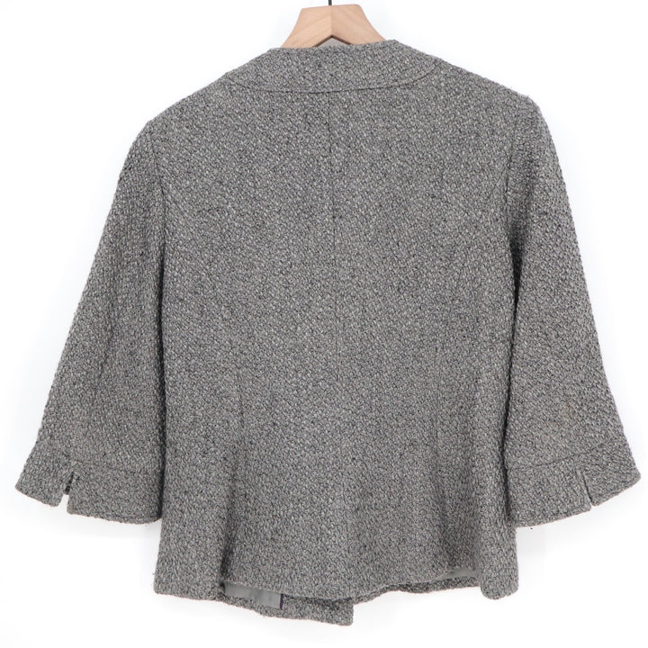 Coldwater Creek Blazer Jacket Women's 10 Gray Tweed Button Front 3/4 Sleeve