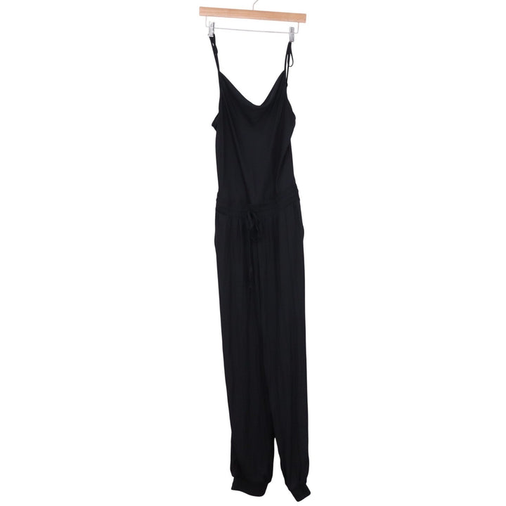 Mustard Seed Black Spaghetti Strap Cowl Neck Jogger Jumpsuit Large S210051
