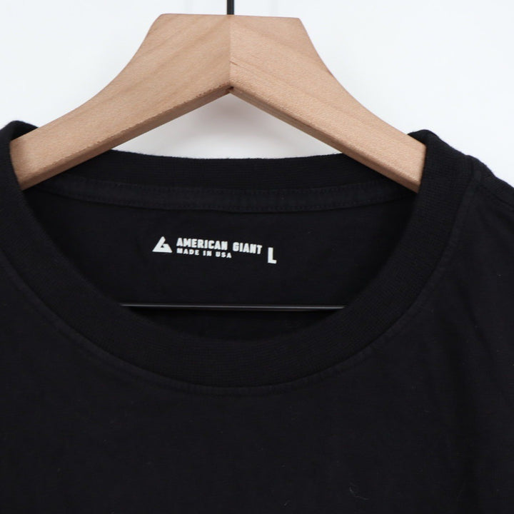 American Giant Mens Black Short Sleeve Pocket T Shirt Size L Made in USA
