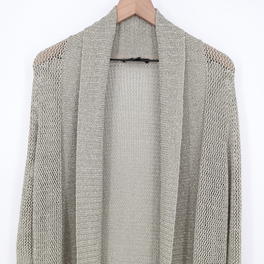 Kenneth Cole Cardigan Sweater Womens Large Gray Open Front Ribbed Long Sleeve