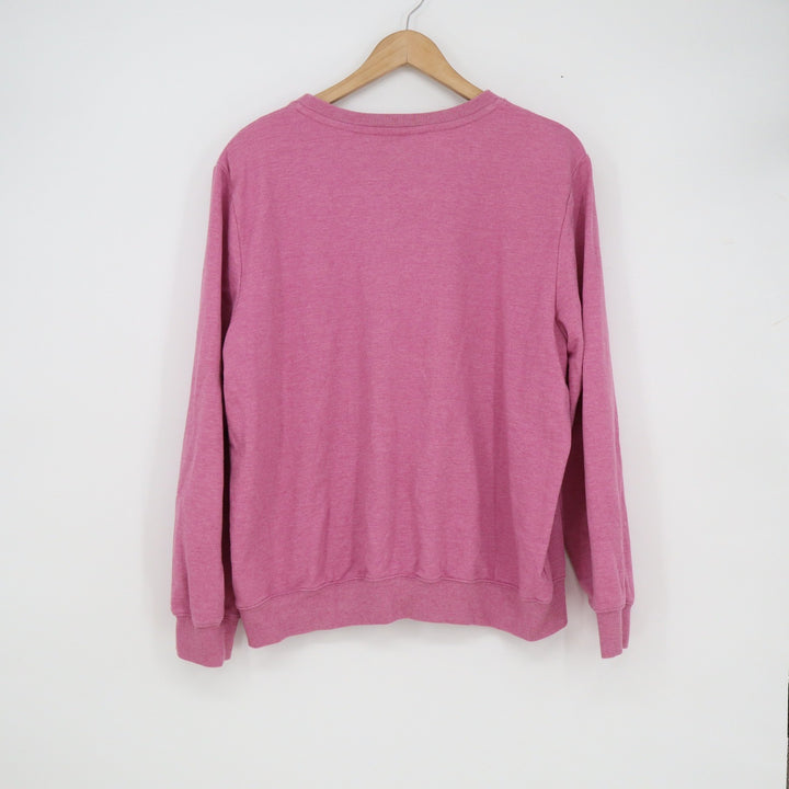 Alfred Dunner Womens Pink Floral Embroidered Quilted Yoke Sweatshirt Size L