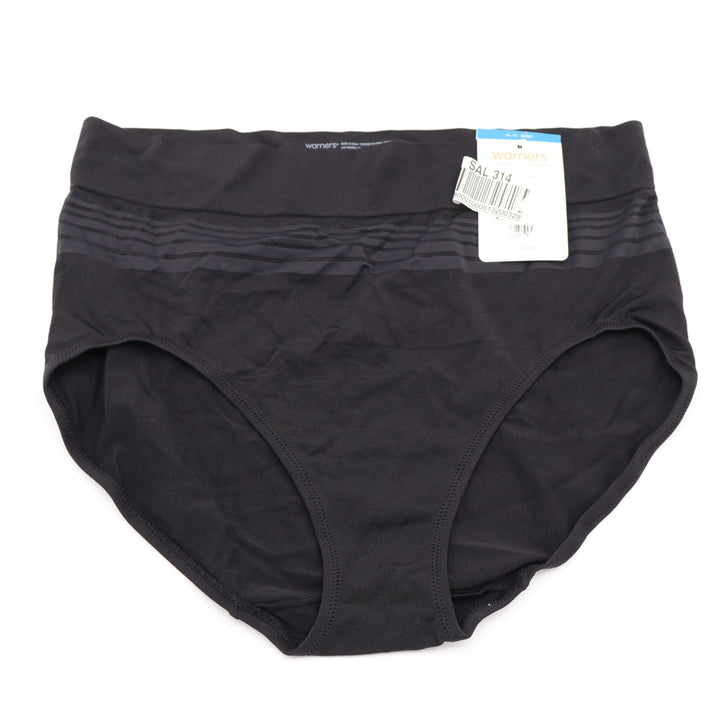 Warners No Pinching, No Problems Seamless Brief Panty Womens XL Black High Waist