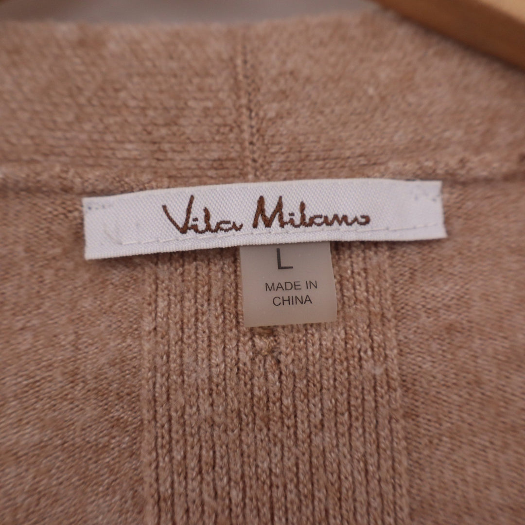 Vila Milano Womens Tan Open Front Button Back Cardigan Sweater Size L