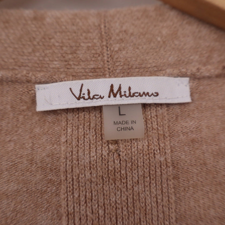 Vila Milano Womens Tan Open Front Button Back Cardigan Sweater Size L