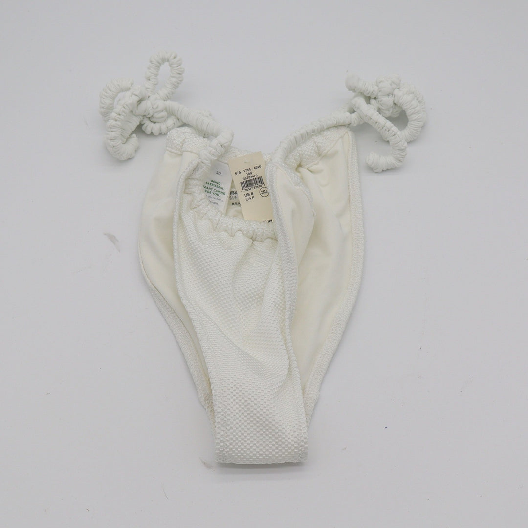 Aerie Bikini Bottom Womens S Cheekiest White Textured Side Tie New