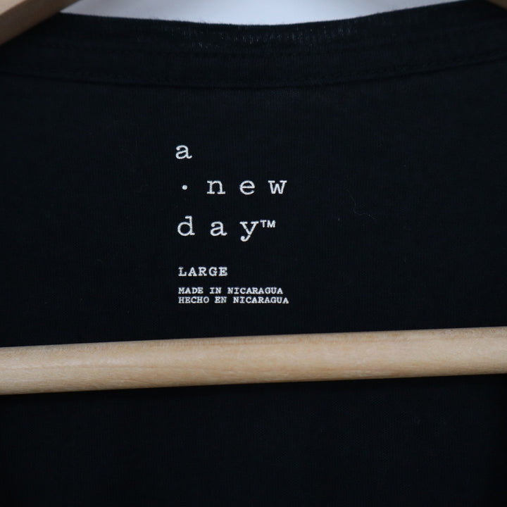 A New Day Black Short Sleeve Crew Neck Cotton Modal Blend T-Shirt Womens Large