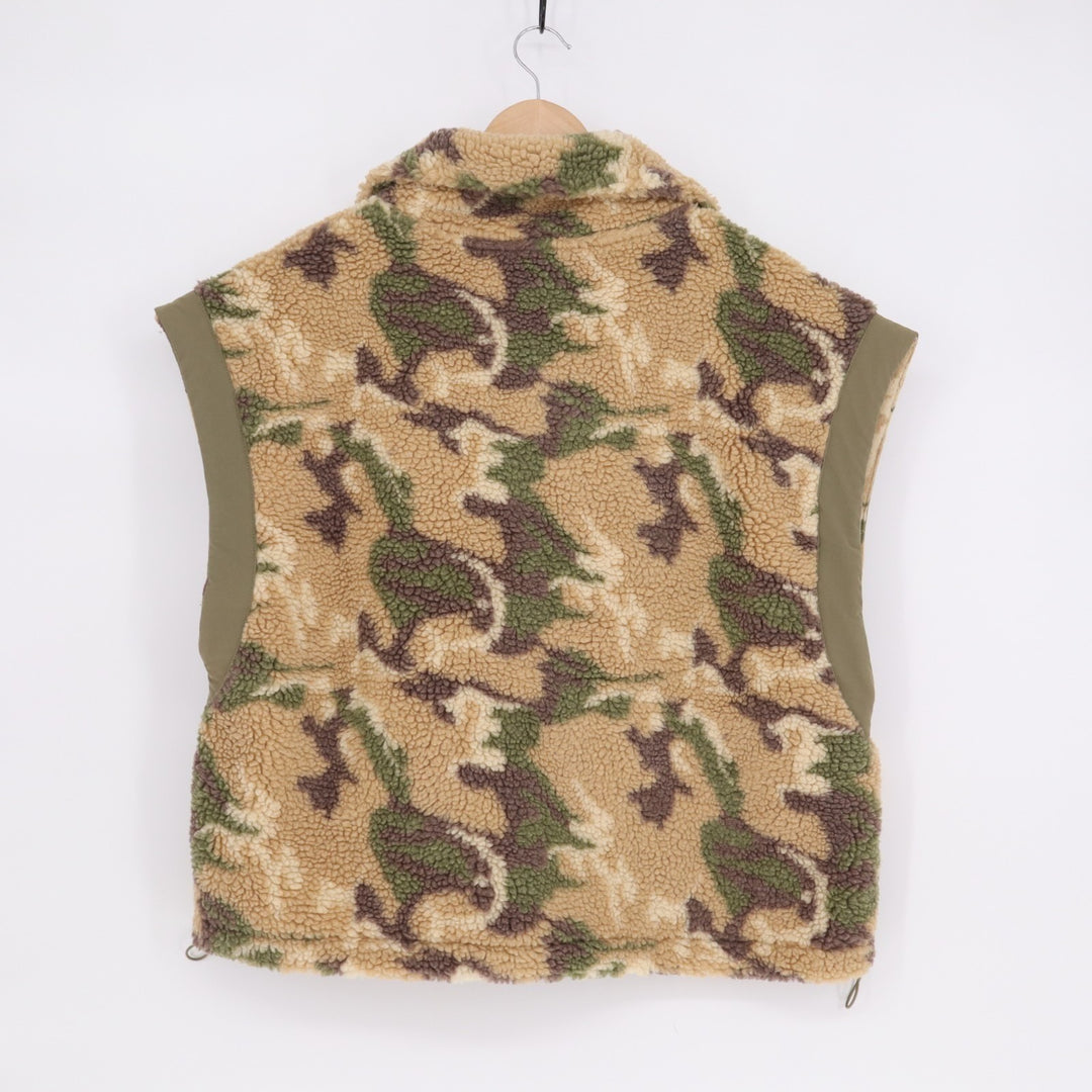 Crop Jacket Women's Multicolor Camo Half Zip Sherpa Fleece Cap Sleeve Pullover