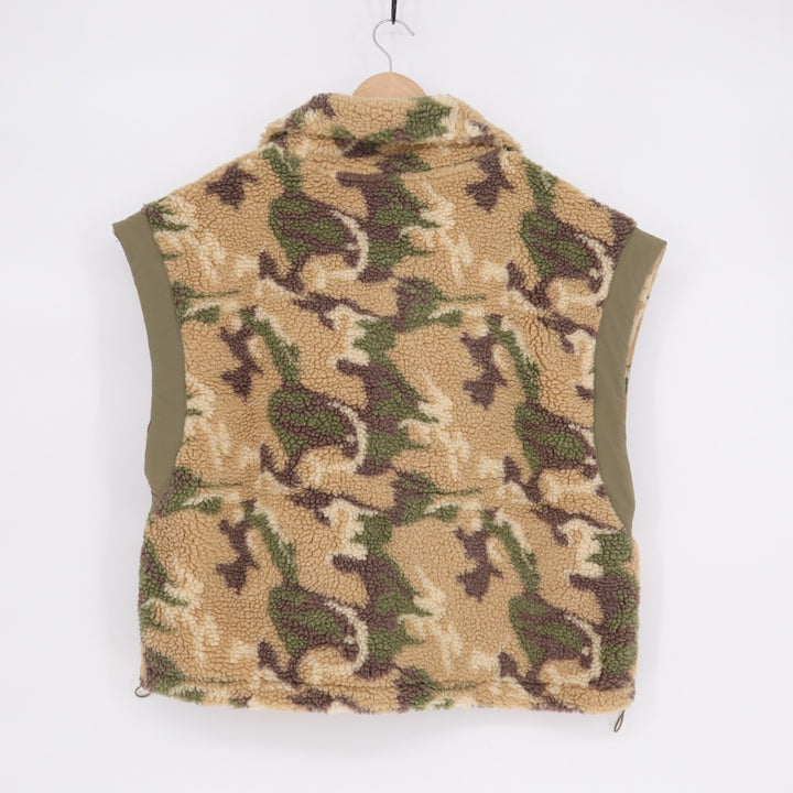 Crop Jacket Women's Multicolor Camo Half Zip Sherpa Fleece Cap Sleeve Pullover