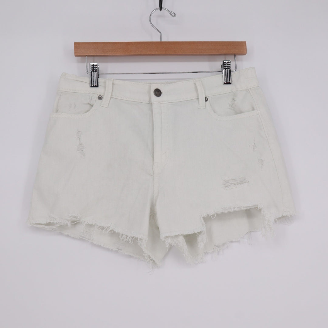 Aerie Daydream Cutoff Shorts Women Medium White Denim Cotton Distressed Mid Rise