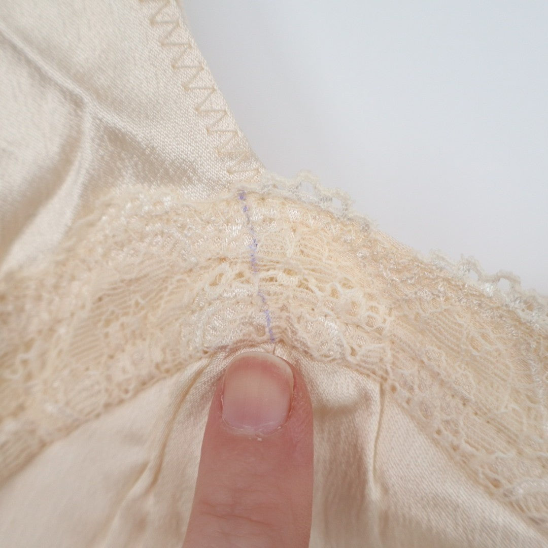 Zara Bodysuit Womens Small Cream Satin Stretch Underwire Side Zip Wide Strap