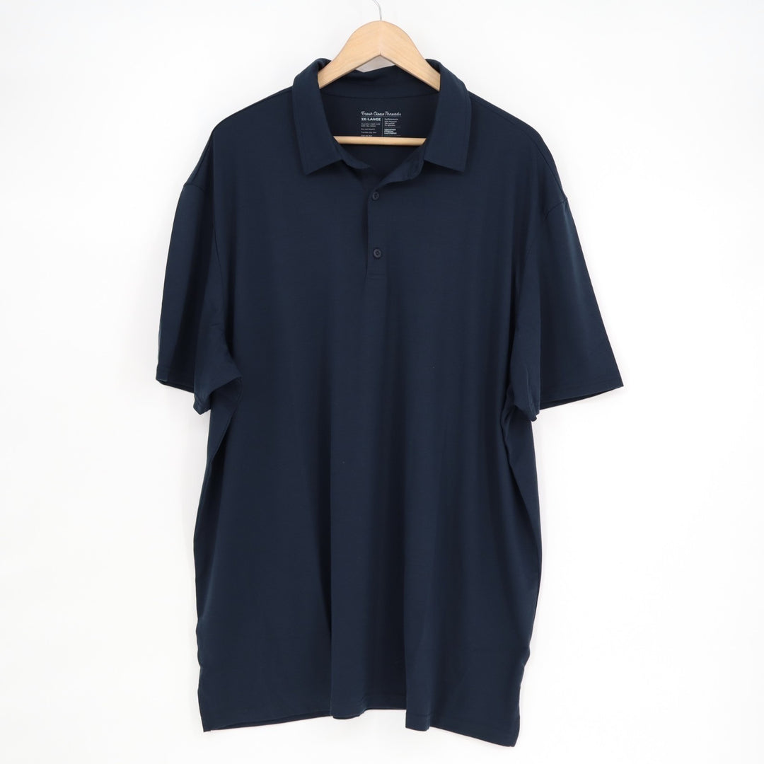 Fresh Clean Threads Polo Shirt Mens 2XL Navy Stretch Golf Short Sleeve Pullover
