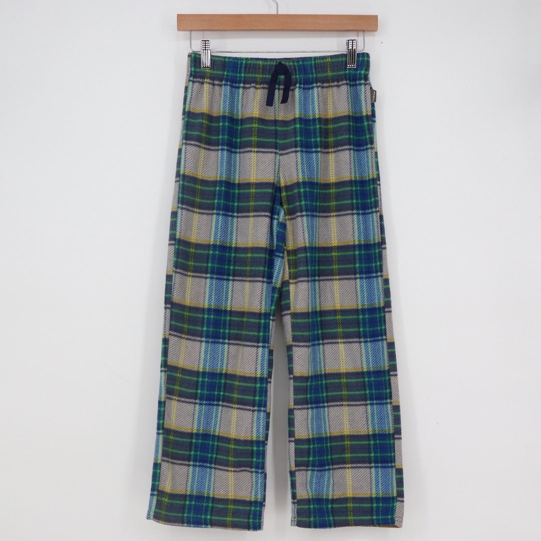 Eddie Bauer Kids M 10/12 Fleece Pajama Pants Blue Green Yellow Plaid Sleepwear