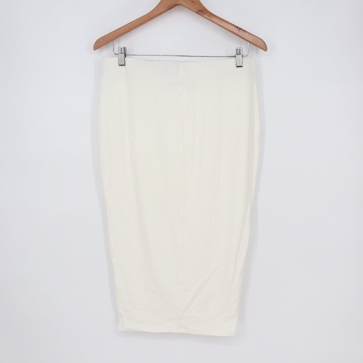 Naked Wardrobe Cream White Bodycon Midi Pencil Skirt Plus Size 1X