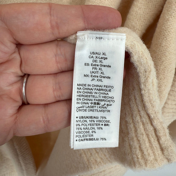 The Drop Cardigan Sweater Beige XL Open Front Long Sleeve Cozy Knit