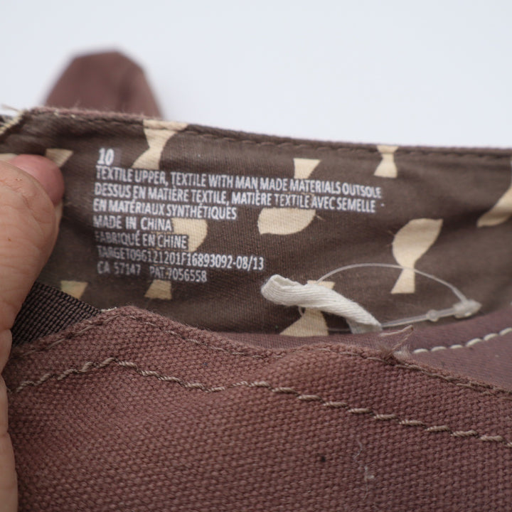 Mad Love Womens Brown Canvas Slip On Ballet Flats Button Detail Size 10