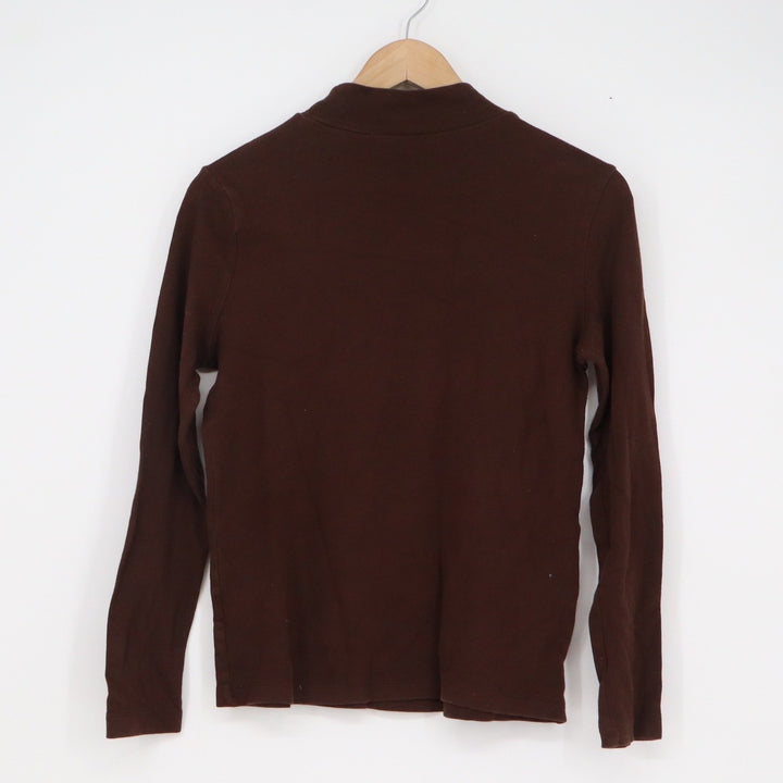 White Stag Womens Mock Neck Long Sleeve Top Warm Fudge Brown Cotton