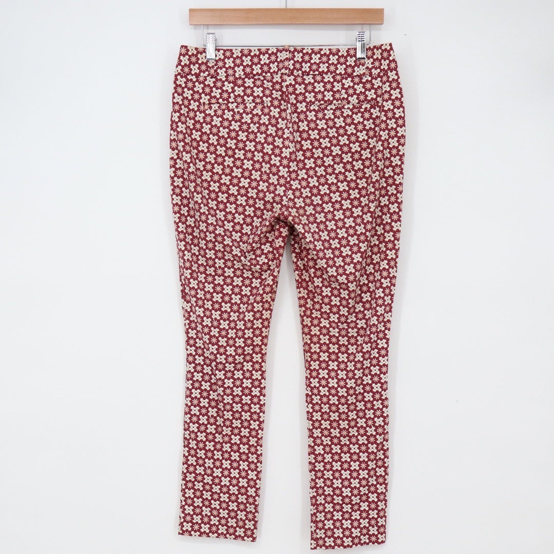 LOFT Pants Womens 6P Marisa Skinny Burgundy Geometric Floral Stretch Excellent