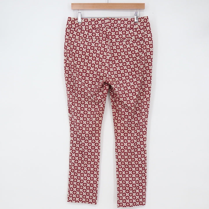 LOFT Pants Womens 6P Marisa Skinny Burgundy Geometric Floral Stretch Excellent
