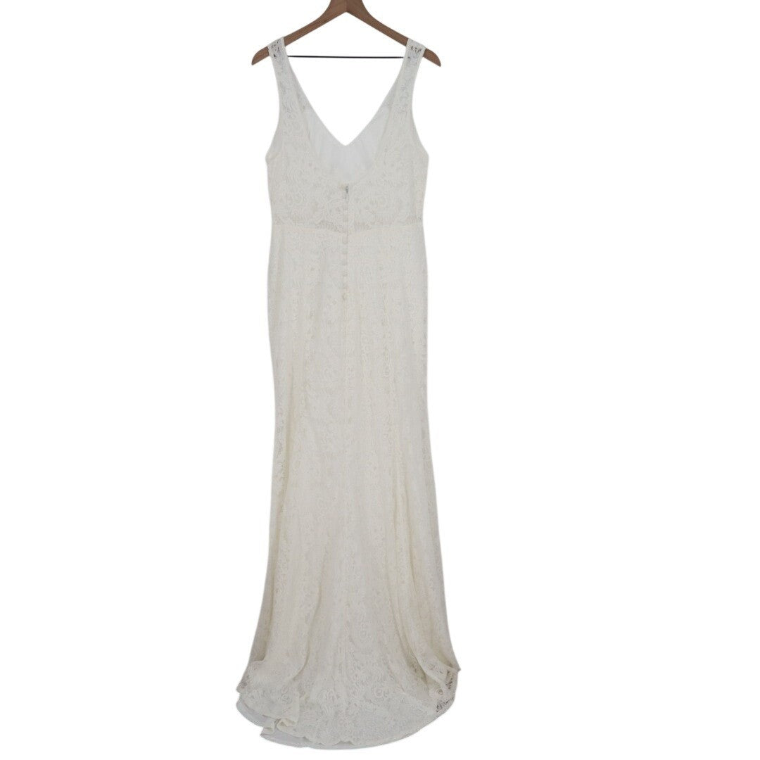 Lulus Beloved Eternity Maxi Dress Womens 2XL White Nylon Lace Detail Sleeveless