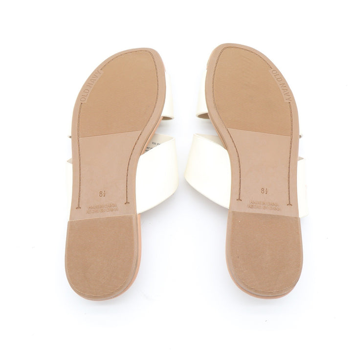 Old Navy Womens HTTP Flat Link Slide Sandals Bone Off White Size 8.5