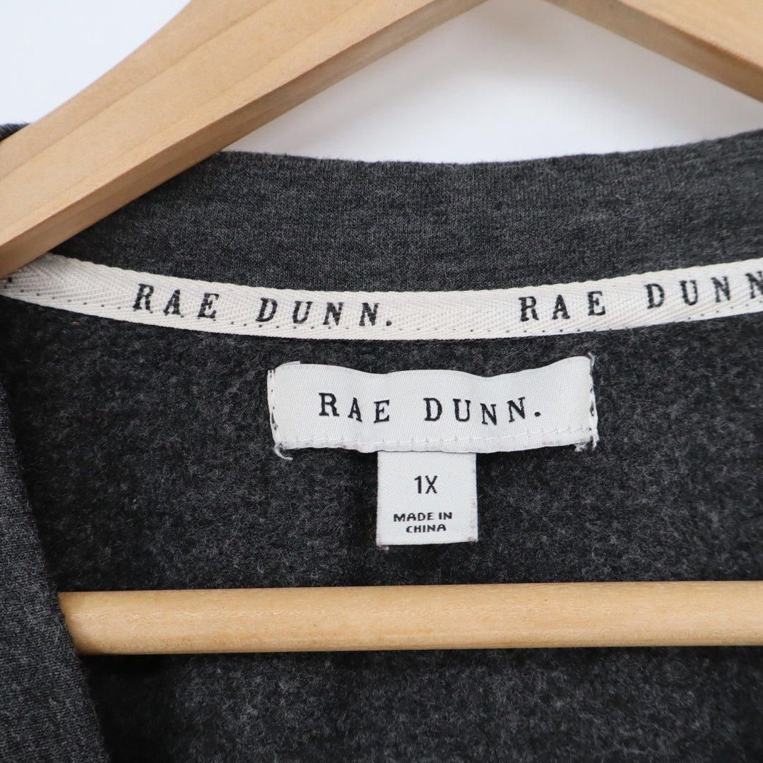 Rae Dunn Boo Halloween Sweatshirt 1X Charcoal Gray High Low Raglan