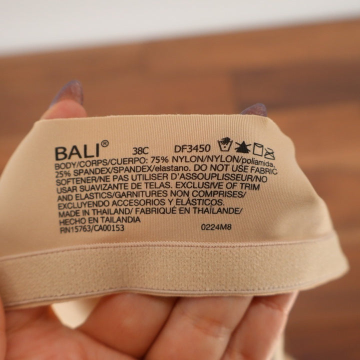Bali One Smooth U Posture Boost Bra Womens 38C Beige Stretch Padded Underwire