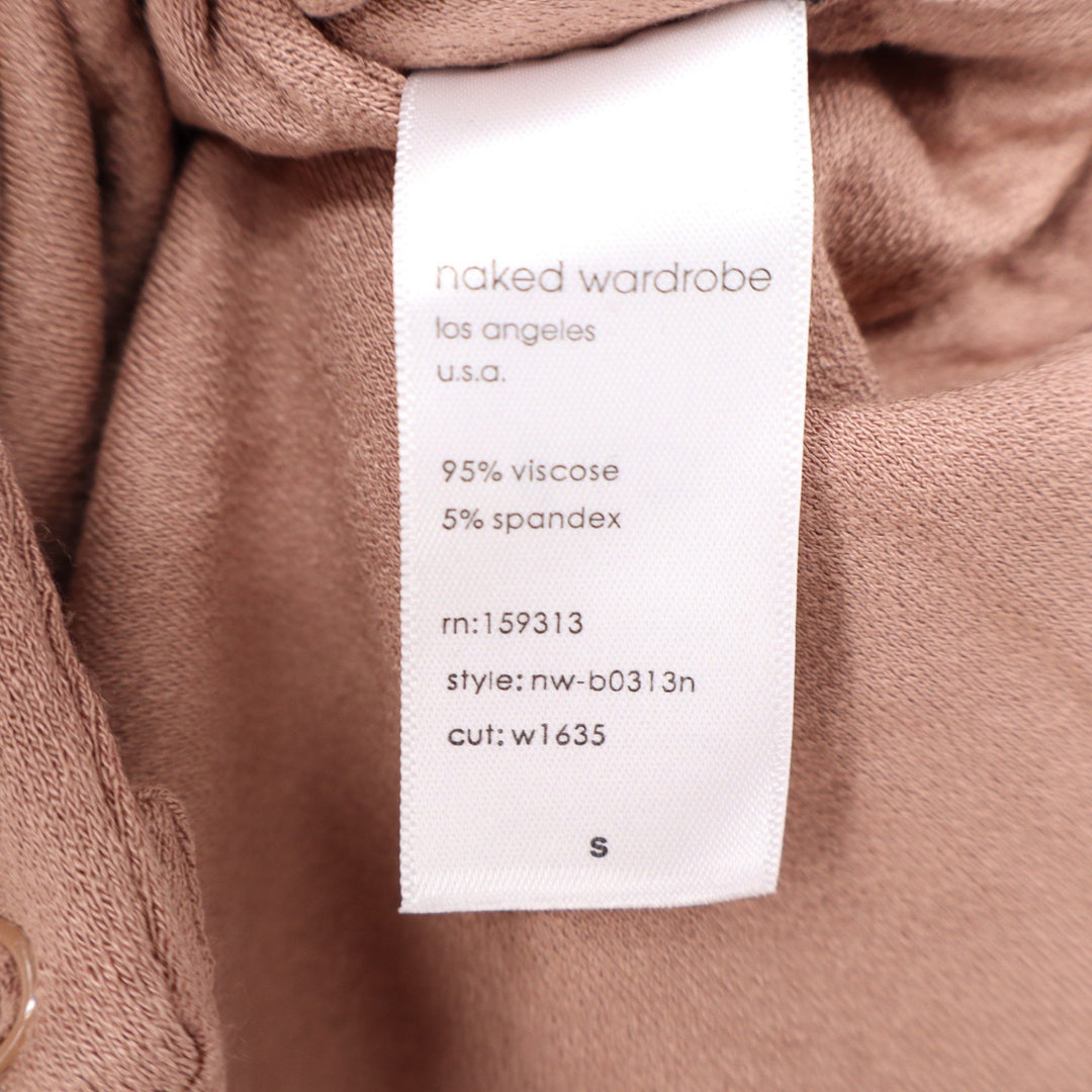 Naked Wardrobe Womens Long Sleeve Turtleneck Bodice Tan Brown Small